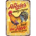 thumbnail image 1 of Hierro Vintage Placa de metal Pollos Pintura rectangular Arte de la pared Decoración de la barra 20x30cm, 1 of 9