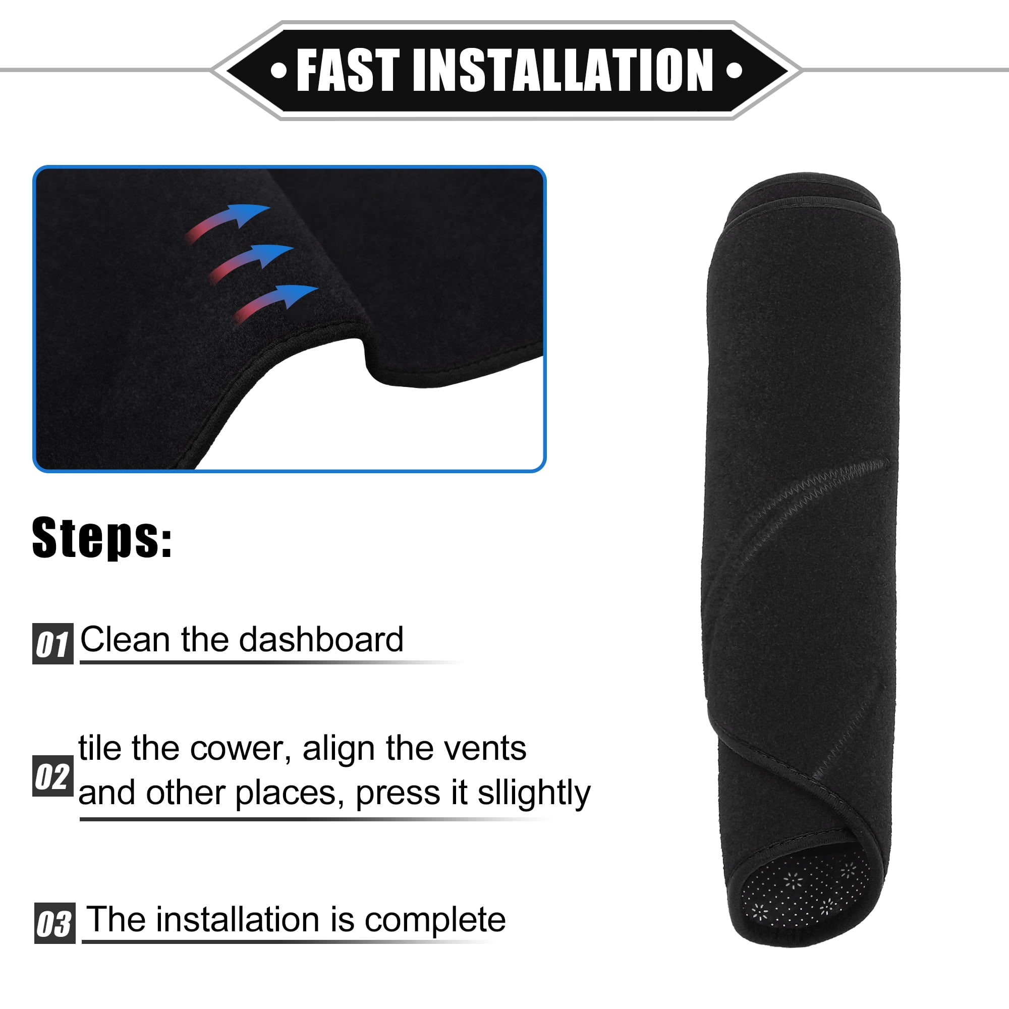 Dashboard Cover for Hyundai Sonata 2006-2008 Non-slip Polyester Black Dash Cover Mat Dash Board Cover