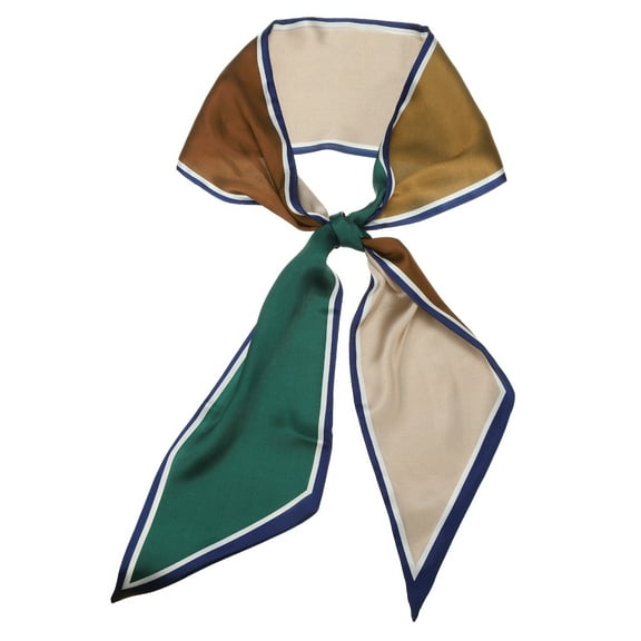 Fashion Scarves for Women, Silky Satin Head Scarf 59" x 5", Green Brown