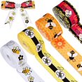 thumbnail image 1 of 4 Rolls/ 20 Yards Bumble Bee Ribbon Honey Bee Ribbon Bee Print Ribbon Bee Craft Ribbon Grosgrain Bee Ribbon Spring Bee Grosgrain for DIY Crafts Present Wrapping Hair Bow Decor, 4 Styles, 1 of 5