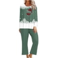 thumbnail image 1 of Pisexur Pyjamas de Noël pour Femmes Ensemble Deux Pièces Tendance Vacances Imprimé Verre de Vin Rouge Pjs Décontractés Manches Longues Col Rond Hauts Pantalons de Pyjama Vêtements de Nuit, 1 of 4