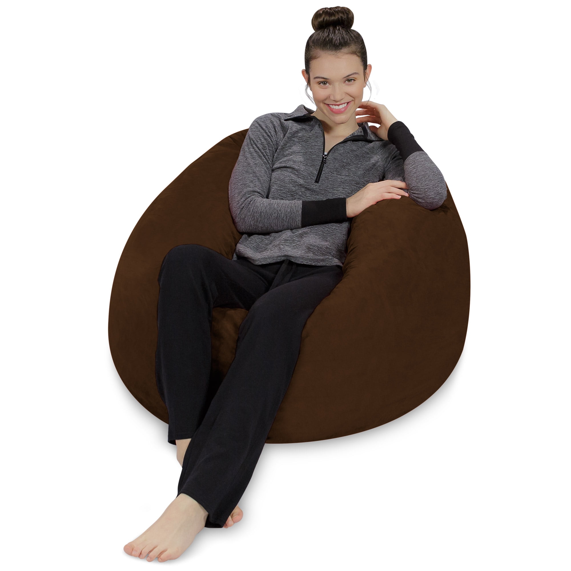 Sofa Sack Bean Bag Chair, Memory Foam Lounger with Microsuede Cover, Kids, 3 ft, Chocolate