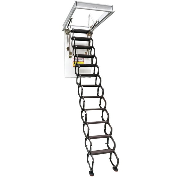 Ceiling Attic Ladder Folding Loft Extension Stairs Chocolate Carbon Steel 9.8ft Height 12 Steps Opening Size 27.56" x 47.24"
