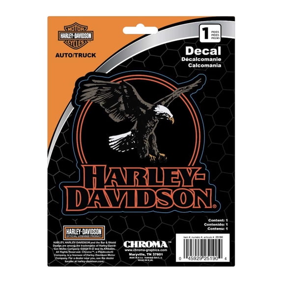 Harley-Davidson Circle Eagle H-D Text Graphic Vinyl Decal - Black - 6 x 8 in., Harley Davidson
