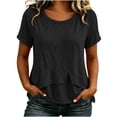thumbnail image 2 of Women's Summer Round Neck Short Sleeve Casual Top Solid Color Blouse, 2 of 5