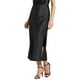 thumbnail image 4 of Faldas Maxi de Satén para Mujeres INSPIRE CHIC, Cintura Alta Elástica, Con Abertura Lateral, Elegantes para Fiestas y Bodas, Falda Larga Fluyente en Negro, 4 of 6