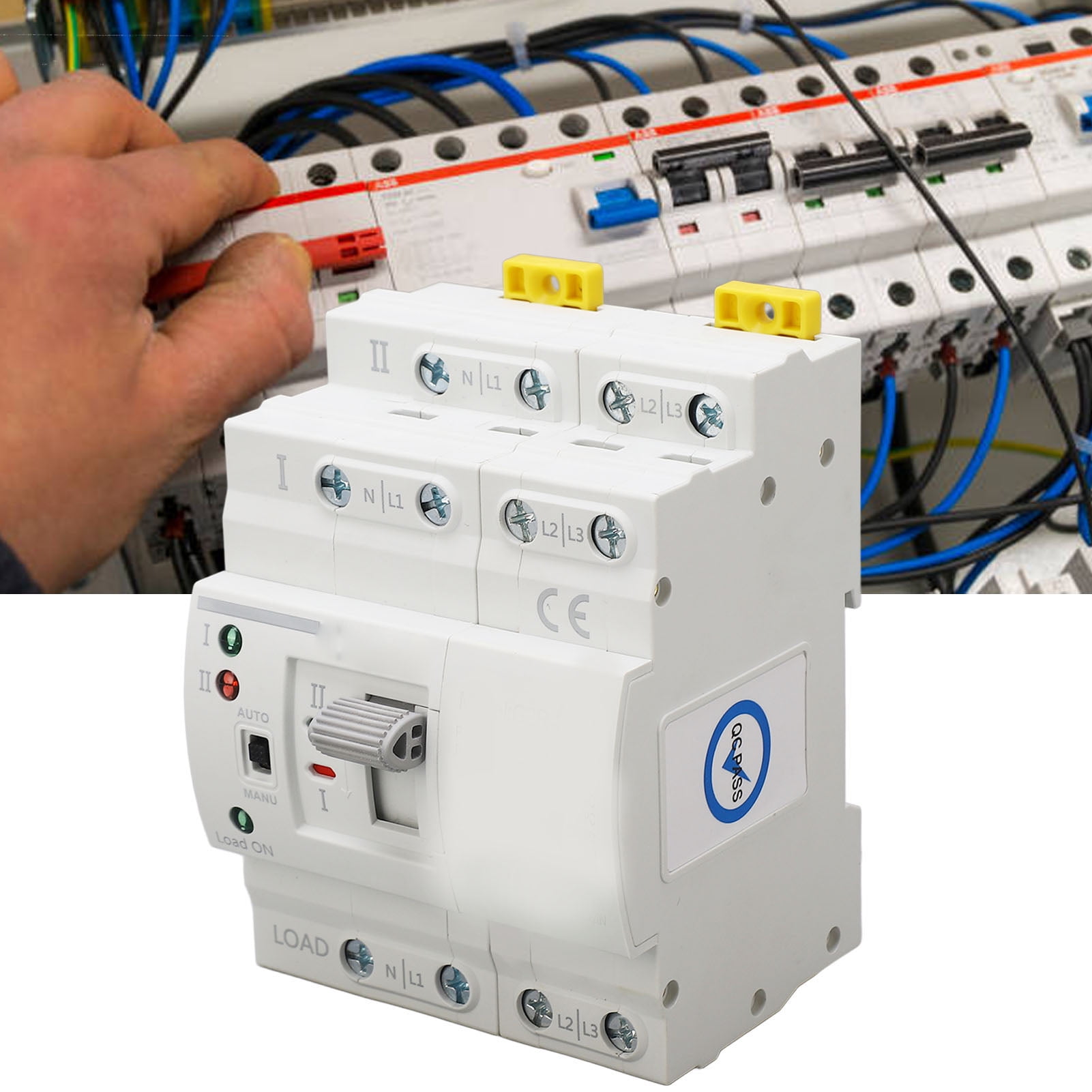 4P Dual Power ATS Transfer Switch, 63A Quick Response PC Changeover Switch for 110VAC Systems, Automatic Transfer Switch with High Reliability and Fast Response Time