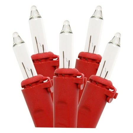 Brite Star 96823 - 50 Light Red Wire Clear Miniature Light Christmas Light String Set