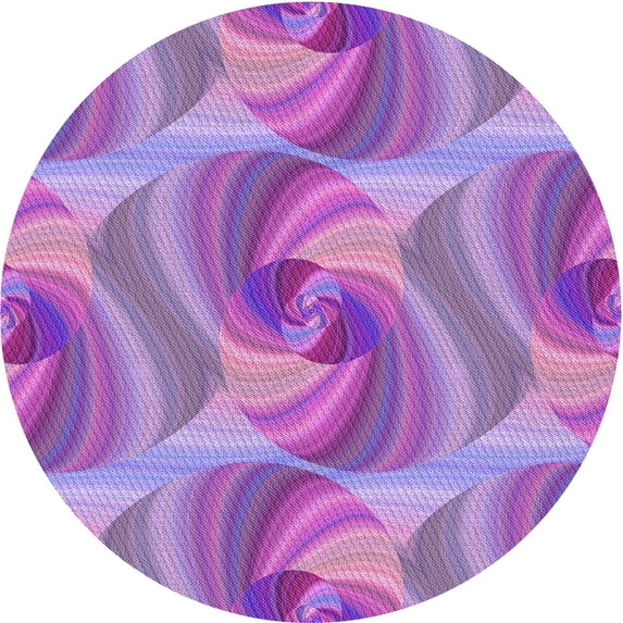 Ahgly Company Machine Washable Indoor Round Transitional Bright Lilac Purple Area Rugs, 8' Round