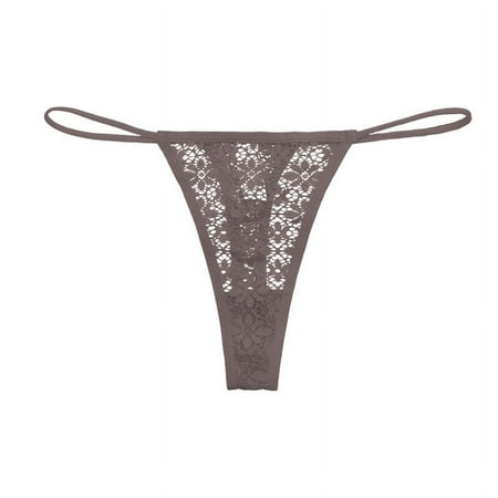 BYOIMUD Women s Lace Thong Panty Mesh Sheer See Through Lingerie Breathable Thongs Cute Clothes Gift for Women Fashion 2023 Gray L