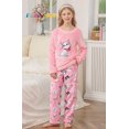 thumbnail image 4 of Aideaone Girls Fleece Pajamas Set Kids Soft Flannel Winter Pjs 2 Piece Size 7-14, 4 of 8
