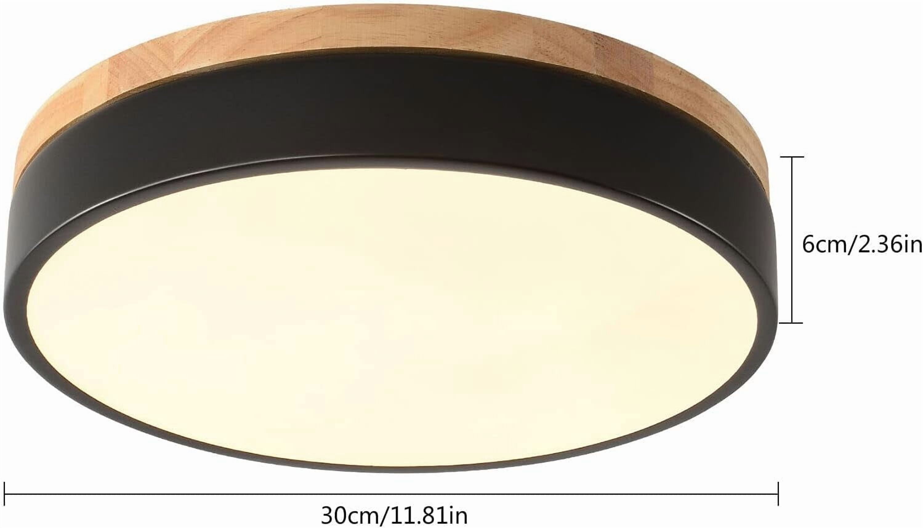 11.8 Inch LED Flush Mount Ceiling Light, 24W Dimmable Black Round Acrylic Flat Panel Light, Minimalist Ceiling Light Fixture for Dining Room, Bedroom, Kitchen