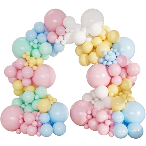 Macaron Pastel Retro Balloon Arch Garland Kit 2 Sets, Assorted Sizes Soft Color Latex Balloons for Birthday Graduation Wall Backdrop