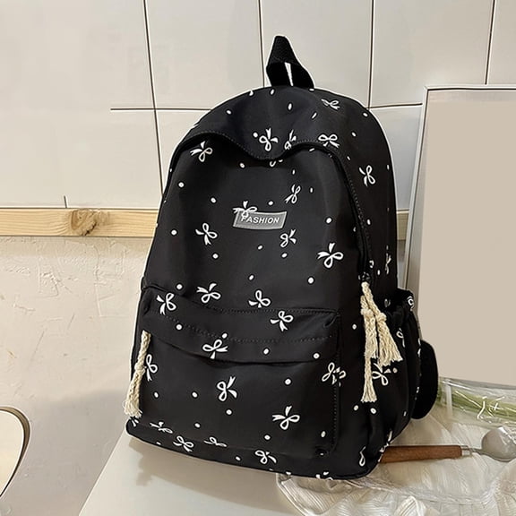 Backpacks for Girls Girls Bowknot Backpack Japanese Style Cute Large Capacity Student School Bag Black One Size