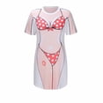 thumbnail image 3 of Pounoo Maillots de Bain pour Femmes, Manches Courtes Imprimées, Coupe Décontractée, T-Shirts Légers et Confortables, Style Décontracté de Rue, Cadeau d'Été, 3 of 5