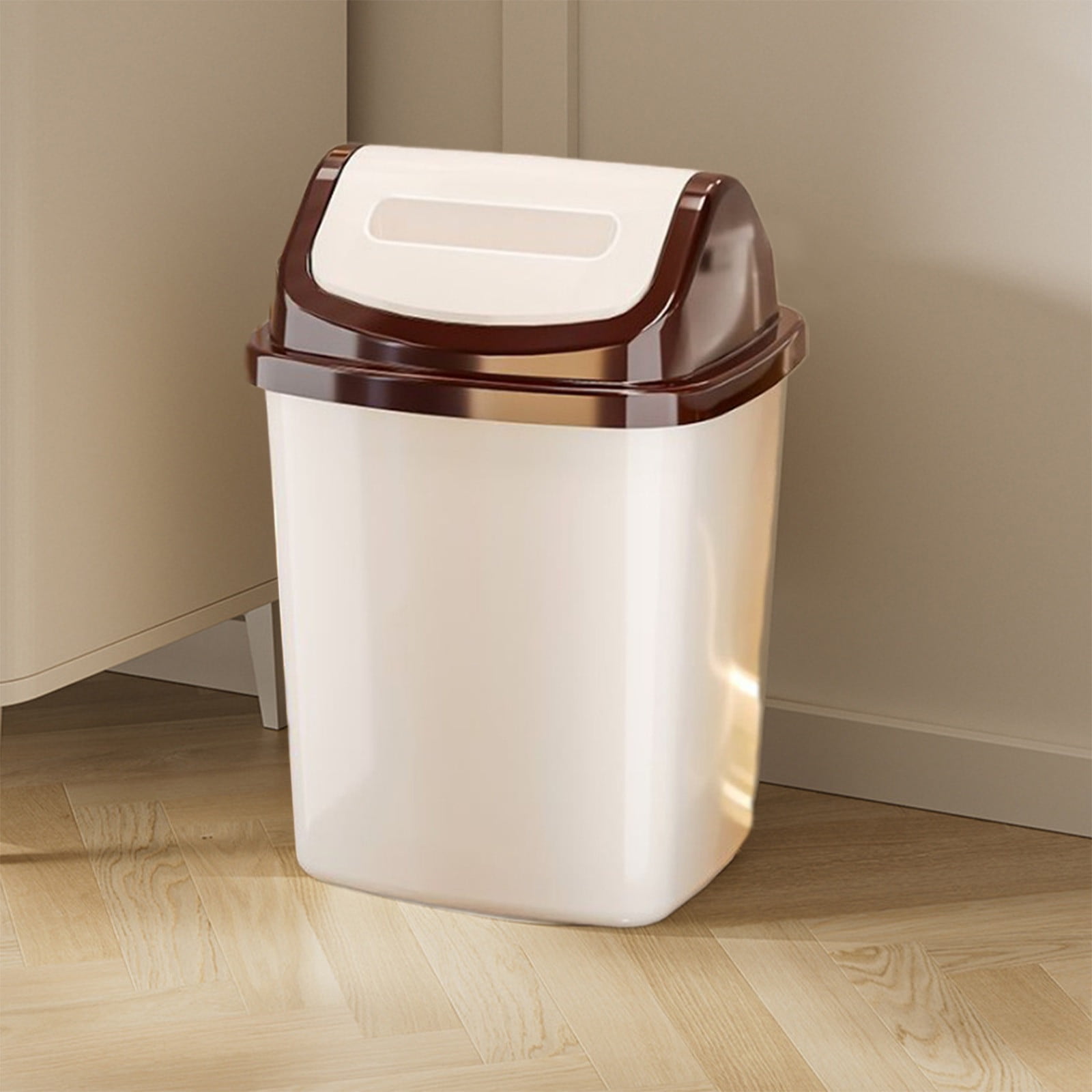 Staron under $5 Small Bathroom Trash Can with Press Lid, Plastic Wastebasket Garbage Bin for Bedroom Living Room