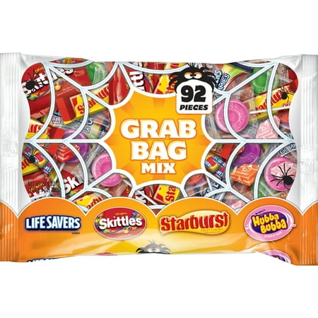 WRIGLEY'S Skittles, Starburst, Life Savers and Hubba Bubba Gum Halloween Candy Grab Bag, 92 Fun Size Pieces, 24.9 ounces