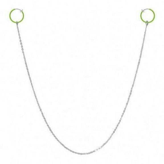 Nipple Chain With Green Non-Piercing Spring Hoop