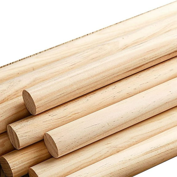LEXSOMEO 10pcs Dowel Rods Diy Wooden Sticks Pre Cut Round Sticks Long Wood Doweling Rods Hardwood Sticks for Crafting Multi-Function Wooden Dowel Rods