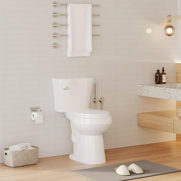 Two-Piece Toilet,Modern 2-Piece Powerful Flush Comfort Height Toilet,21 Inch High Toilet Elongated Toilet With Quiet Soft-Closing Seat,For Seniors & Tall Person