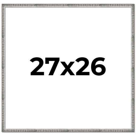 27x26 Frame Silver Grey Distressed Solid Wood Picture Frame | 0.75 Inch Moulding Width | Interior