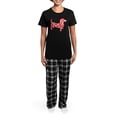 thumbnail image 4 of CafePress - Aloha Doxies In Red Women's Dark Pajamas - Women's Short Sleeve Print T-Shirt and Pants Dark Cotton Pajama Set, 4 of 7