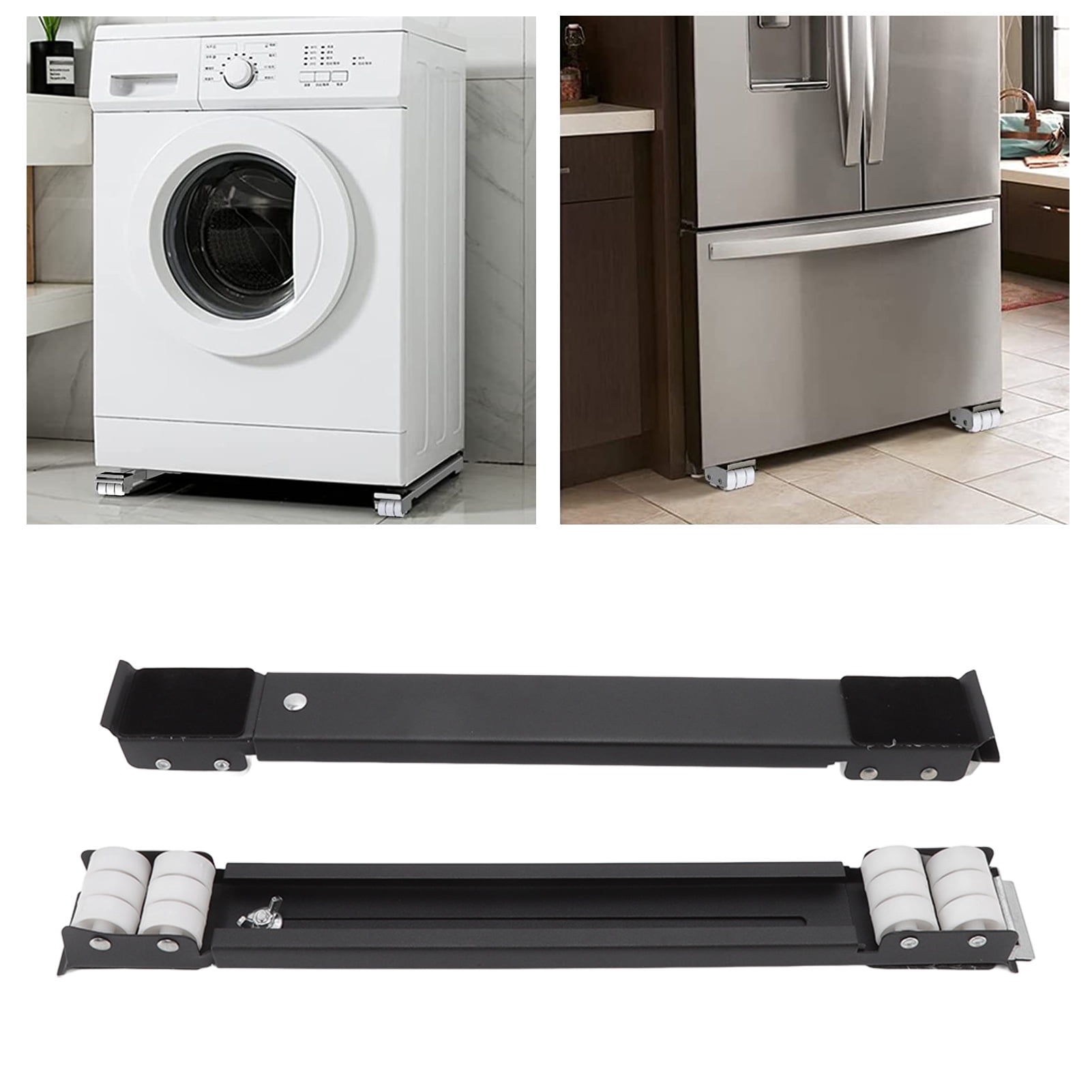 Appliance Rollers Washing Machine Wheels, Heavy Duty Furniture Mobile Roller for Washing Machines, Refrigerators, Dryers and Dishwashers, Support 300kg (Negro)