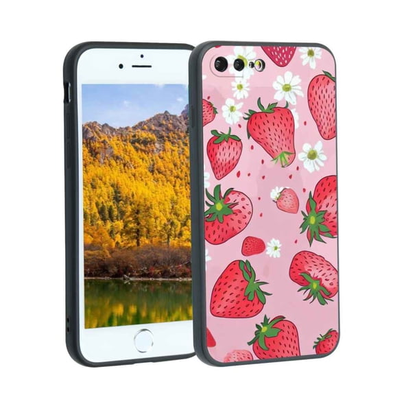 Compatible with iPhone 8 Plus Phone Case, Strawberries-336 Case Silicone Protective for Teen Girl Boy Case for iPhone 8 Plus