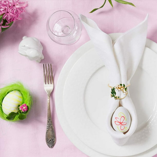 Anillo de Servilleta Anillos de Servilleta de Flor de Perla Dorada Juego de 30 Servilleteros de Metal para la Decoración de la Mesa de la Cena del Banquete de Boda