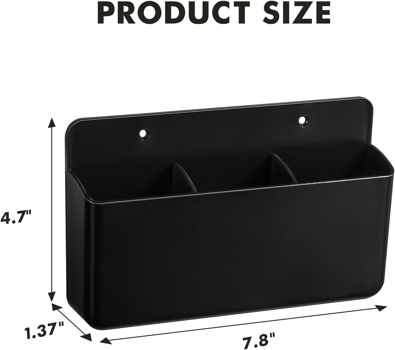 Adjustable 3-Slot Remote Control Holder Wall Mount, Self Adhesive Black Plastic Bedside Remote Caddy Box for Bed, TV Controller Holder for Table, Marker Holder, Pencil Cup