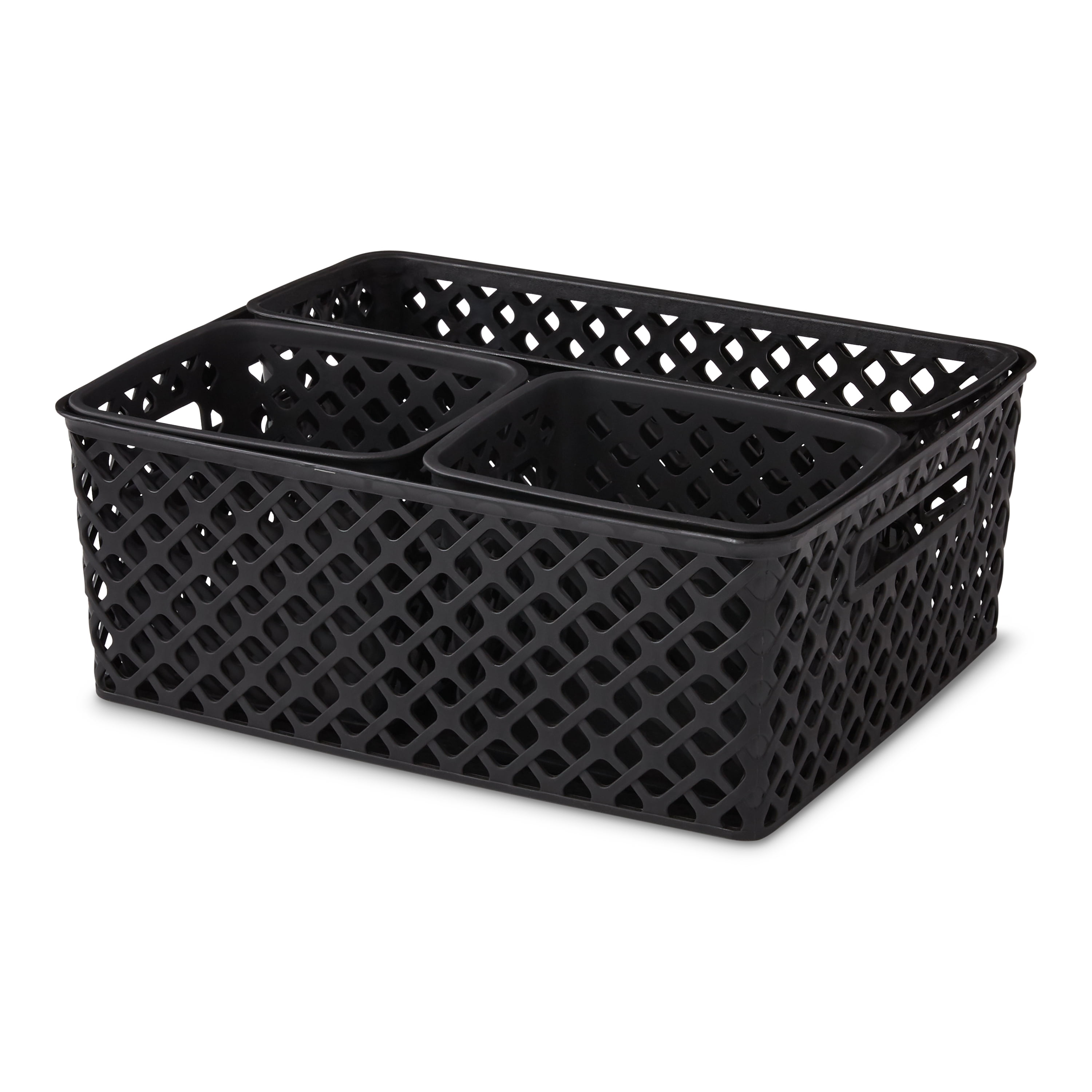 Mainstays Decorative Storage Basket, Set of 4, Black ...