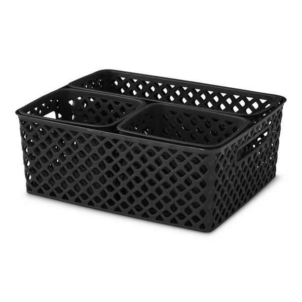 Mainstays Decorative Storage Basket, Set of 4, Black