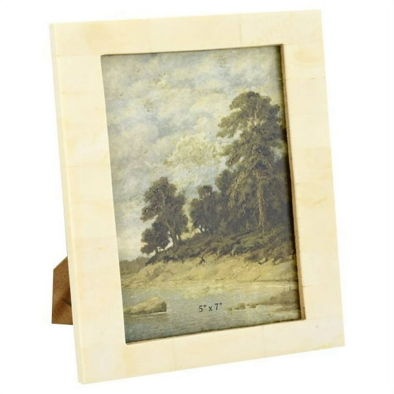 Creative Co-Op White Resin Photo Frame with Beige Accents (Holds 5" x 7" Photo)