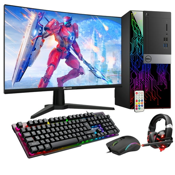 Dell OptiPlex Tower Computer with 27 Inch Gaming Monitor i7 6700 3.4 GHz NVIDIA GT 1030 2GB 16GB RAM 512GB SSD Win 10 Pro WIFI, Gaming Headset, HAJAAN Keyboard & Mouse - Refurbished