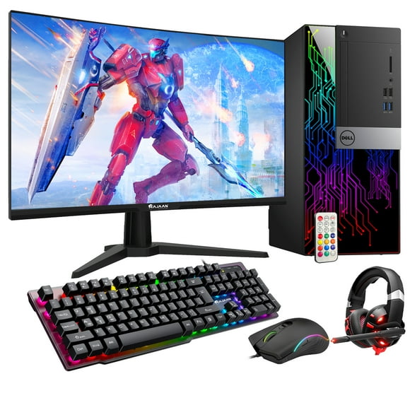 Dell Ordinateur Tour OptiPlex avec Moniteur de Jeu 27 Pouces i7 6700 3,4 GHz NVIDIA GT 1030 2GB 16GB RAM 512GB SSD Win 10 Pro WIFI, Casque de Jeu, Clavier et Souris HAJAAN - Remis à Neuf