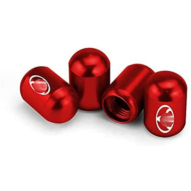 4 Pcs Nouveaux Bouchons de Valve de Pneu Auto Tiges de Poussière de Pneu avec Emblème de Voiture Capsule de Temps Capsule de Valve de Voiture (Convient t Rouge)