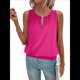 thumbnail image 3 of Chaleco de Cuello Redondo Abotonado de Moda, Color Liso, Rosa Rojo, Talla M, 3 of 6