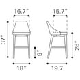 thumbnail image 4 of ZUO Moor Counter Stool Beige, 4 of 10