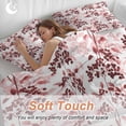 thumbnail image 4 of 3 Piece Red Botanical Duvet Cover Set California King, Microfiber Comforter/Quilt Cover with Corner Ties and 2 Pillowcases, Vintage Nature Flower Floral All Season Soft Bedding with Zipper Closure, 4 of 8