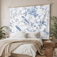 thumbnail image 3 of White Blue Spring Floral Tapestry for Bedroom Wall Hanging Tapestry, Summer Birds Botanical Ceiling Backdrop Tapestries Poster Blanket Wall Decor for Teens Room Living Room Dorm 51" x 59", 3 of 8