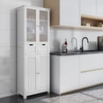 thumbnail image 5 of ChVans 6 Shelf Storage Cabinet with 4 Doors/2 Drawers, 67" Kitchen Pantry Storage Cabinet with Adjustable Shelf for Kitchen, Bathroom, White, 5 of 9