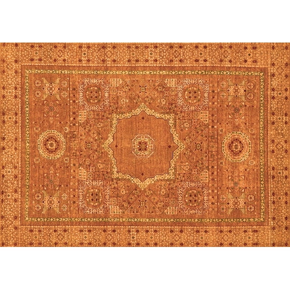 Ahgly Company Indoor Rectangle Abstract Orange Modern Area Rugs, 7' x 10'