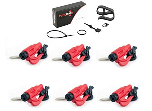 Pack of 6 Resqme Original Keychain Car Escape Tool Black with Visor Clip Kit 