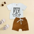 thumbnail image 2 of TOWED22 Baby Boy Summer Clothes Toddler Boys Short Sleeve Little Dude Embroidery Letter Shirt Top Solid Color Short Outfit(White,12-18 Months), 2 of 6