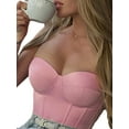 thumbnail image 3 of Lnzyyephy Women's Corset Tube Tops, Strapless Solid Color Boned Bustier Stretchy Bandeau Crop Tops, 3 of 9