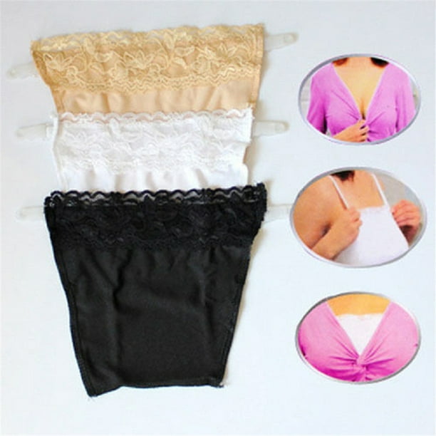 1x Women Lace Clip-on Mock Camisole Bra Overlay Panel Chest Cloth