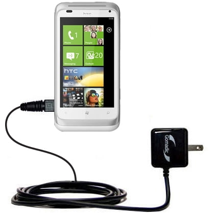 Gomadic Intelligent Compact AC Home Wall Charger suitable for the HTC Radar - High output power with a convenient, foldable plug design - Uses TipExch