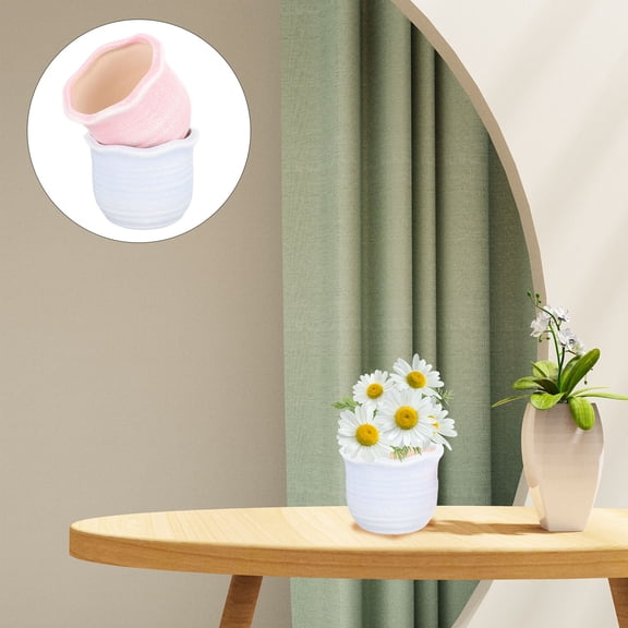 HEALEEP 2-Pack Ceramic Plant Pots, Stylish and Portable Flower for Indoor and Outdoor Garden Decoration
