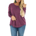 thumbnail image 5 of LANREMON Plus Size Fall Winter Tops for Women Casual Long Sleeve Round Neck Tunic Oversized Workout TShirts Shirts Blouse Redwine 22 Plus, 5 of 6