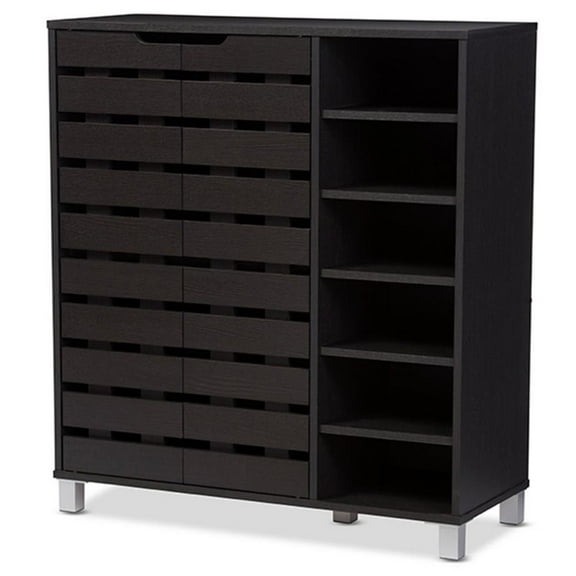 Baxton Studio Shirley Modern Dark Brown 2-Door Shoe Cabinet